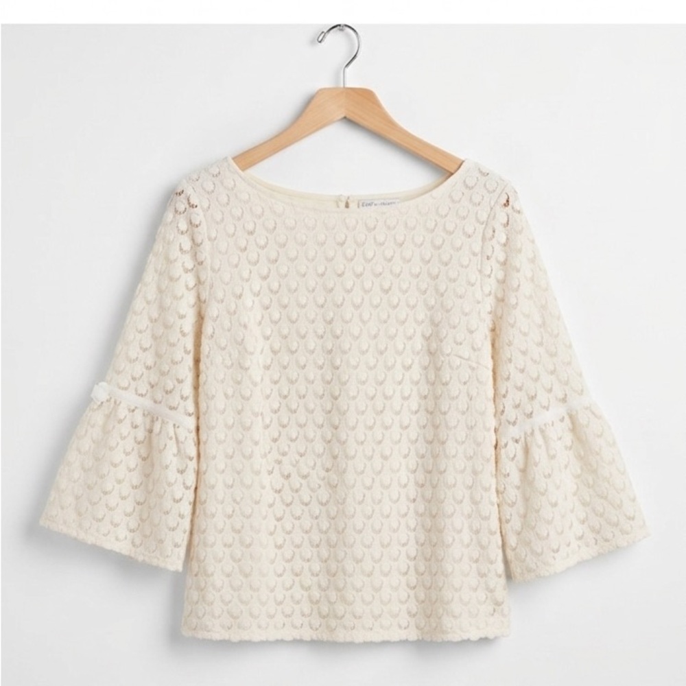Talbots Cream Textured Bell-Sleeve Blouse